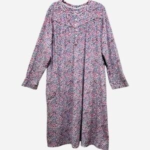 Aria Pink Blue Floral Grandma Core Cozy Stretch Velour Babydoll Night Gown Sz XL